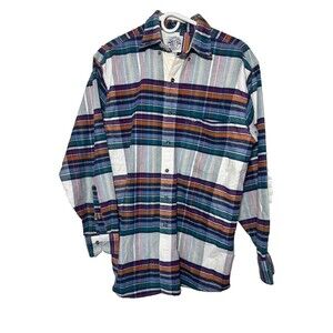 Gant Vintage Salty Dog Button Down Shirt Men's Medium Plaid Cotton Colorful